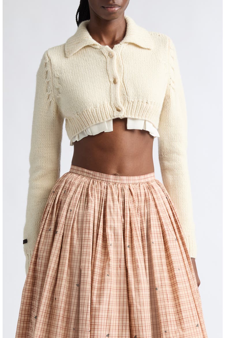 Hand Knit Cropped Cashmere Blend Cardigan, Main, color, CASHMERE WOOL BLND CREAM