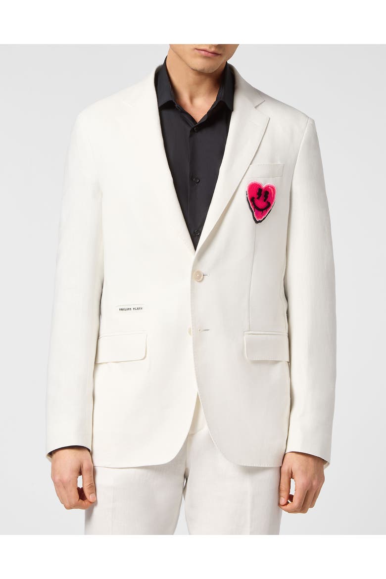 Blazer With Heart Patch Men, Main, color, white