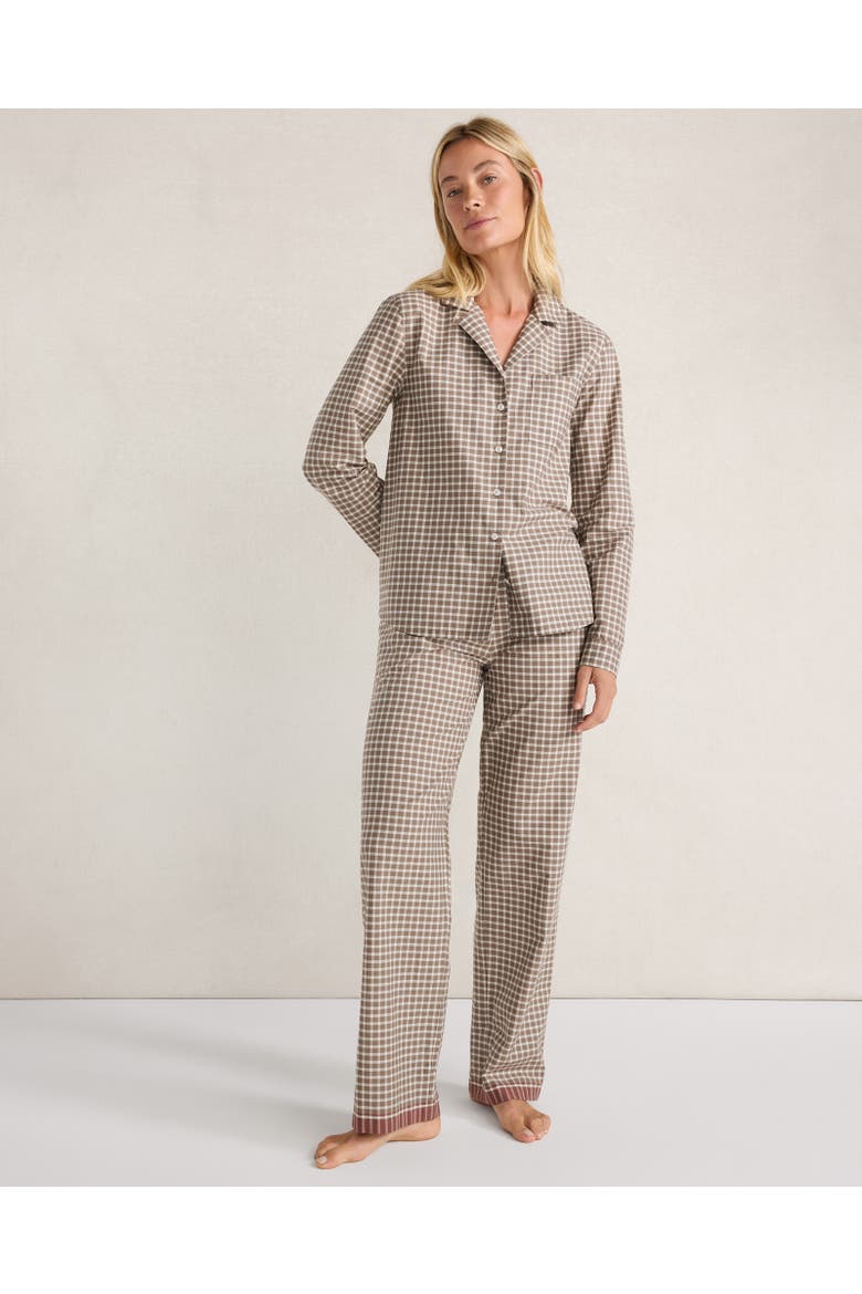 Organic Cotton Poplin Plaid Pajama Pants, Main, color, Deep Mocha Multi Plaid