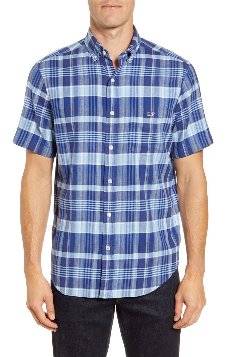 vineyard vines Tucker Classic Fit Plaid Short Sleeve Button-Down Shirt, Main, color, 