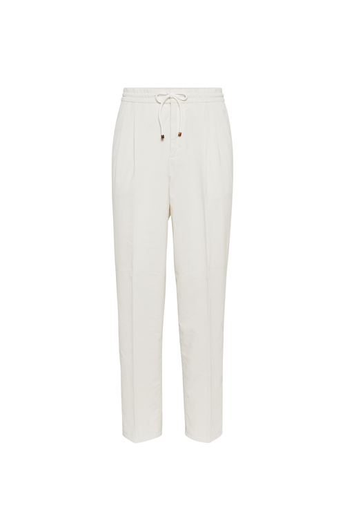 Brunello Cucinelli Men White Linen And Cotton Leisure Fit Trousers