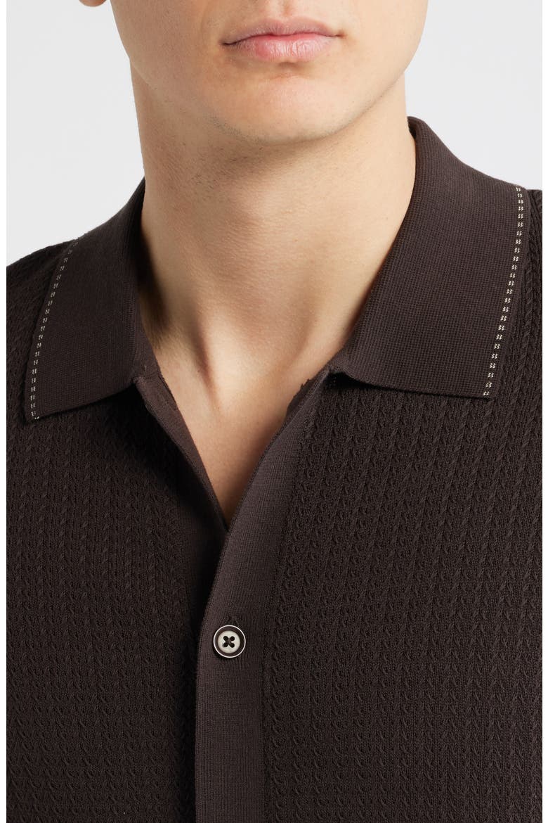 Nalo 60039 Tipped Polo Cardigan, Alternate, color, DEEP TRUFFLE