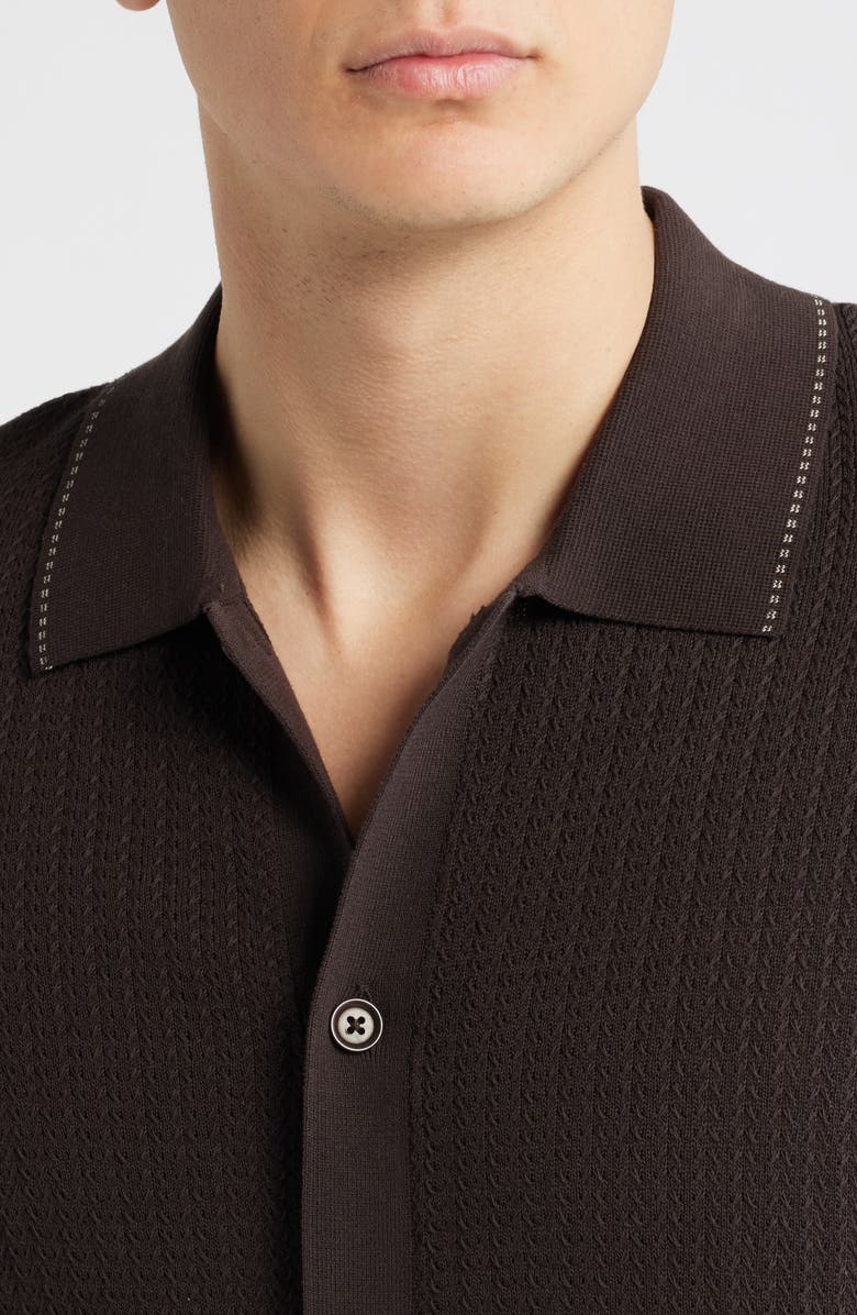 NN07 Nalo 60039 Tipped Polo Cardigan, Alternate, color, Deep Truffle