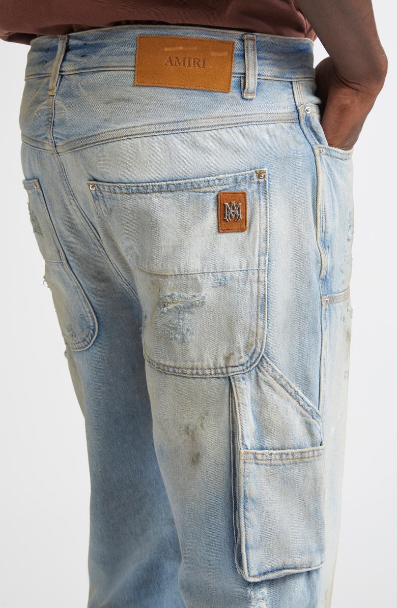 AMIRI Lightweight Distressed Carpenter Jeans, Alternate, color, Perfect Antique Indigo