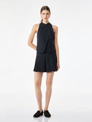 Koton High Rise Pleated Pinstriped Mini Skirt