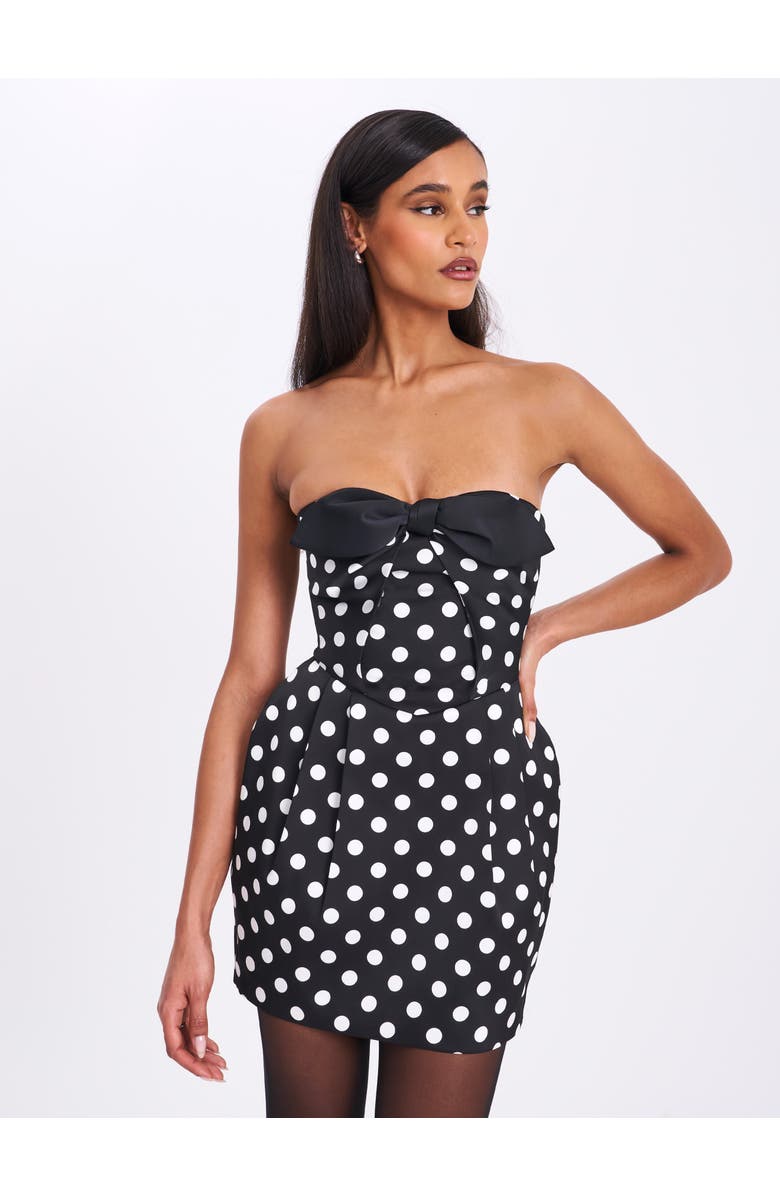 Miss Circle Tahira Polka Strapless Mini Dress with Bow, Main, color,