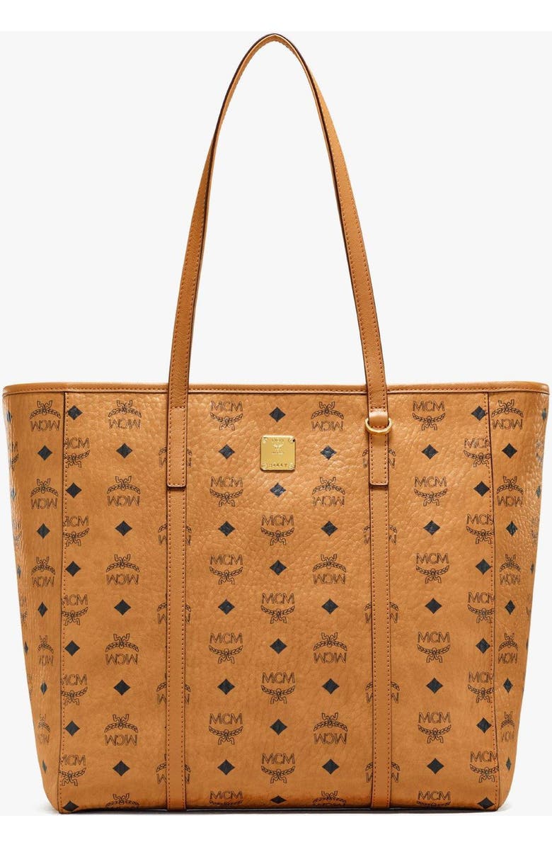 MCM Toni Top-Zip Shopper in Visetos, Main, color, Brown