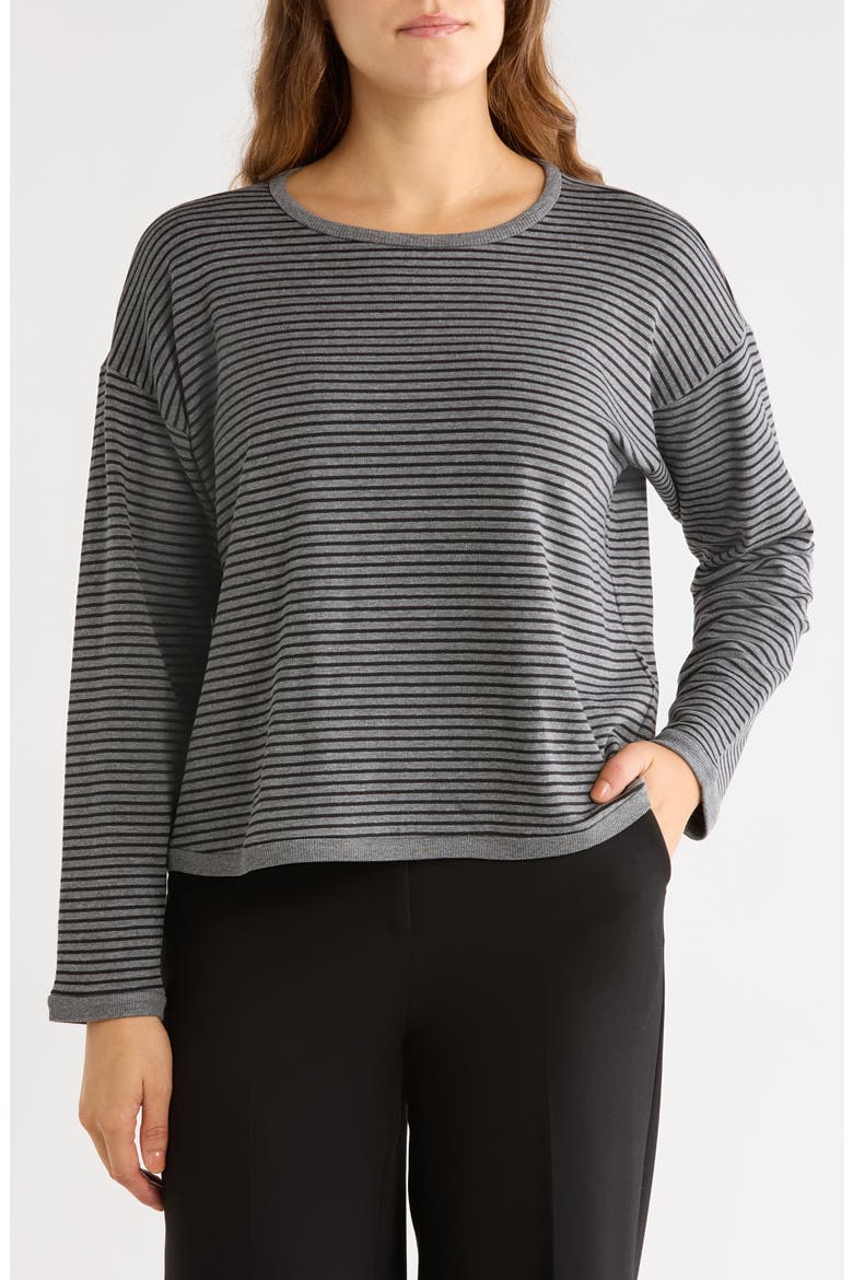 Stripe Long Sleeve Top, Main, color, BLACK/ ASH