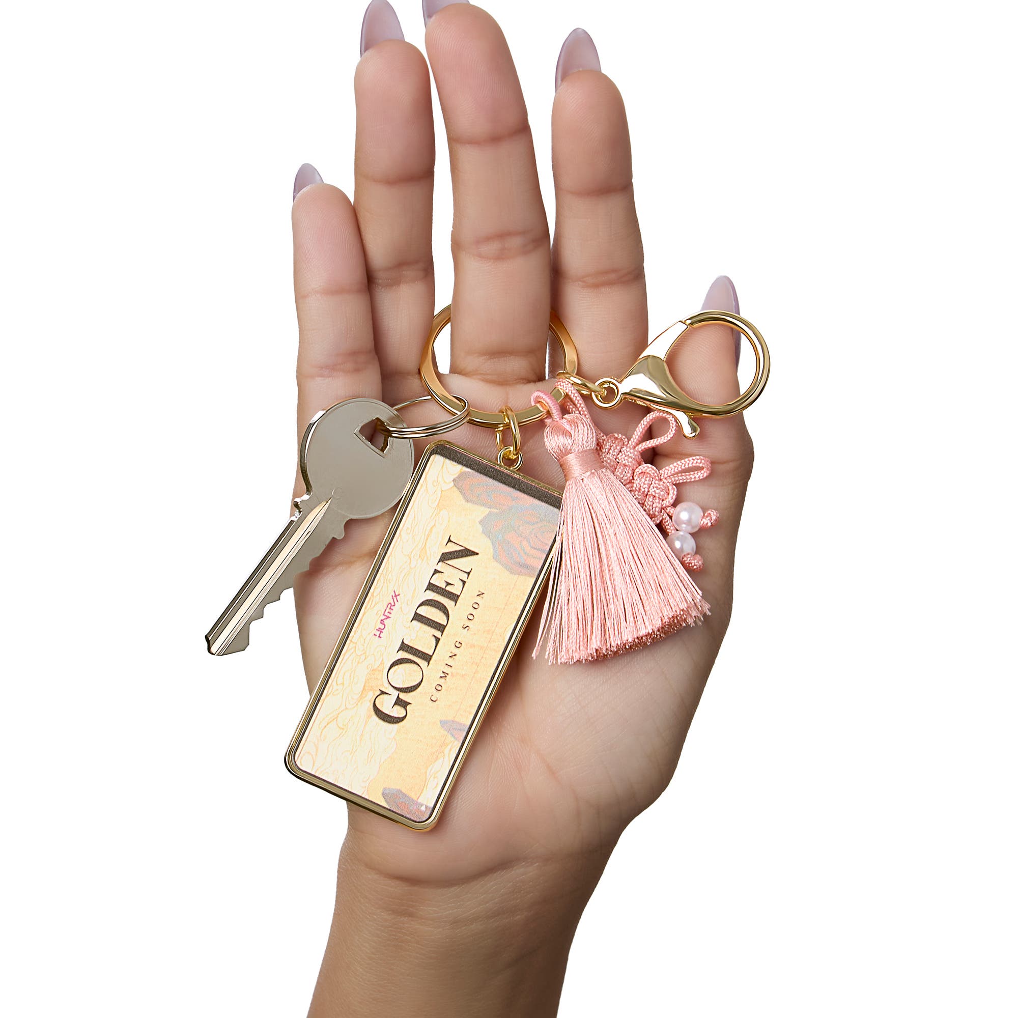 Golden Keychain Bag Charm Official License, K-Pop Gifts, Alternate, color, Gold-Tone