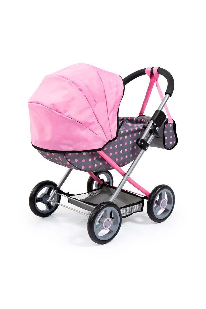 Pram Cosy Fairy Poka Dot Grey Pink For Dolls Up To 18 Inch, Alternate, color, Multicolored