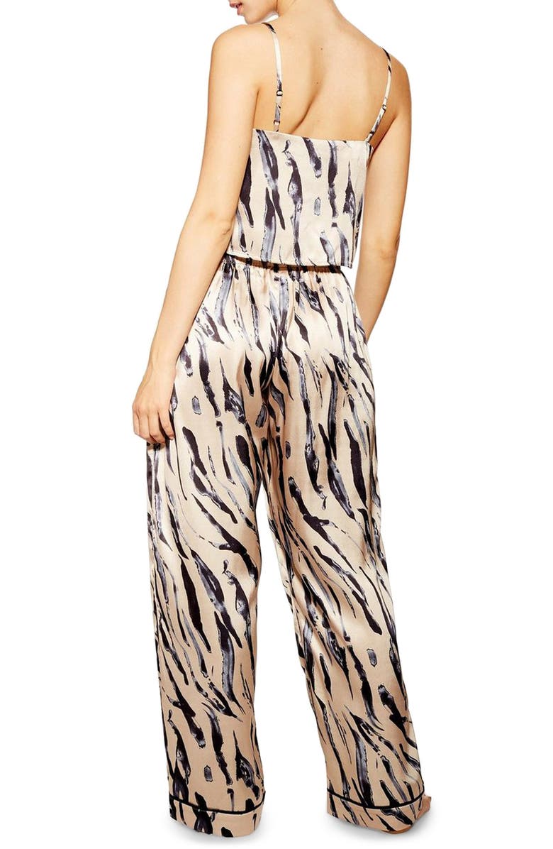 Topshop Tiger Print Pajama Pants, Alternate, color, 