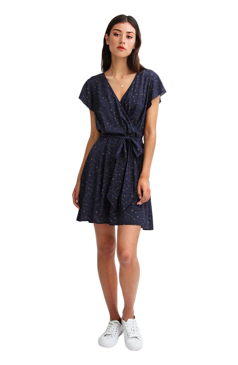 Belle & Bloom I'm The Star Wrap Dress, Main, color, Navy