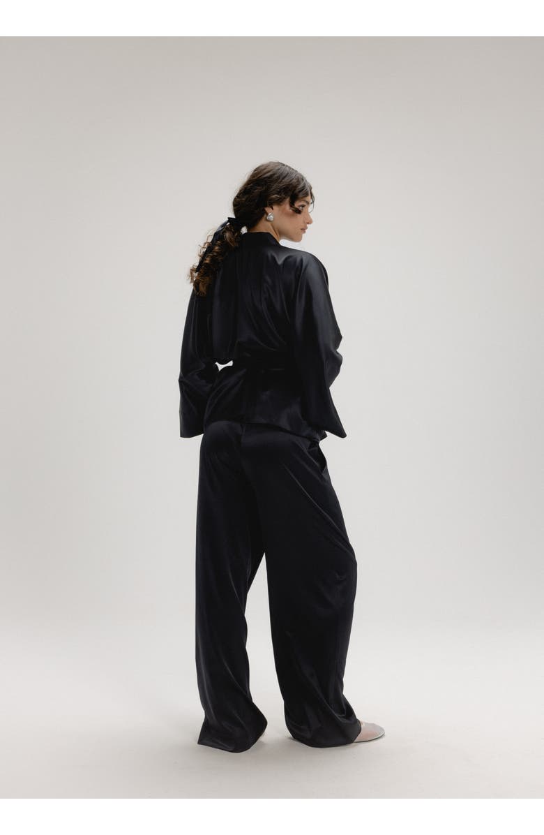 Alas Silk Wide Leg Pants, Alternate, color, Black