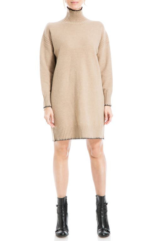 Max Studio Long Sleeve Turtleneck Dress In Brown