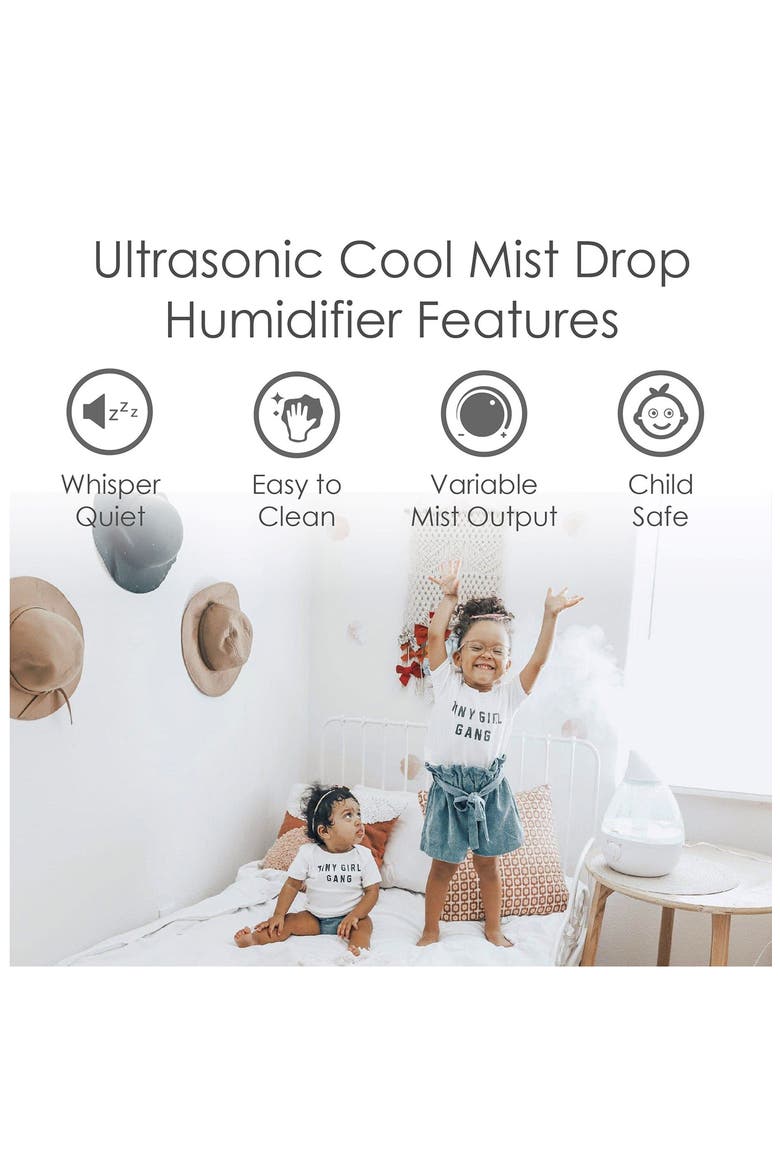 Drop 1-Gallon Cool Mist Humidifier, Alternate, color, WHITE/ CLEAR