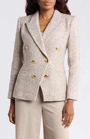 L'AGENCE Kyomi Tweed Double Breasted Blazer