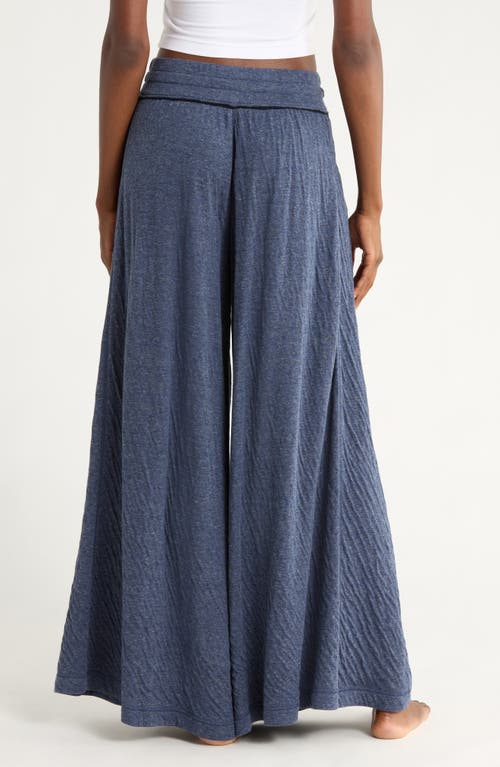 Free People Wait A Minute Drawstring Cotton Wide Leg Pants In Blue