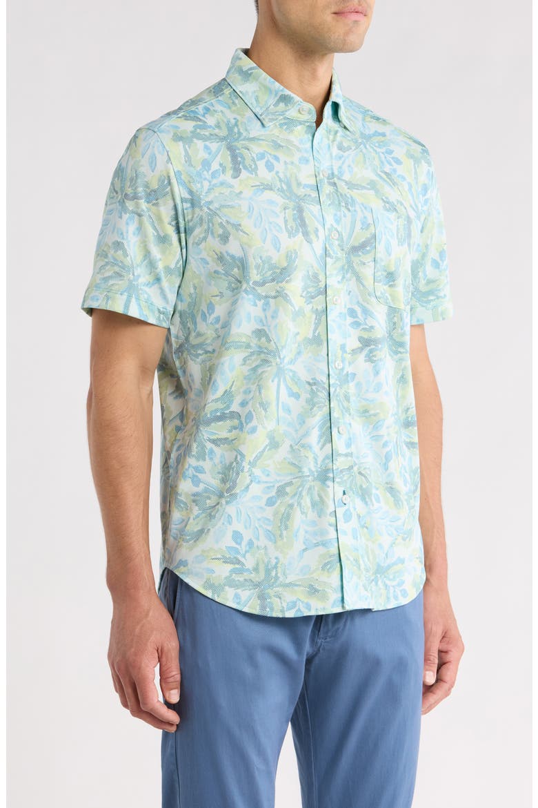 San Lucio Sea Shade IslandZone® Knit Short Sleeve Cotton Blend Button-Up Shirt, Alternate, color, PALE OPAL