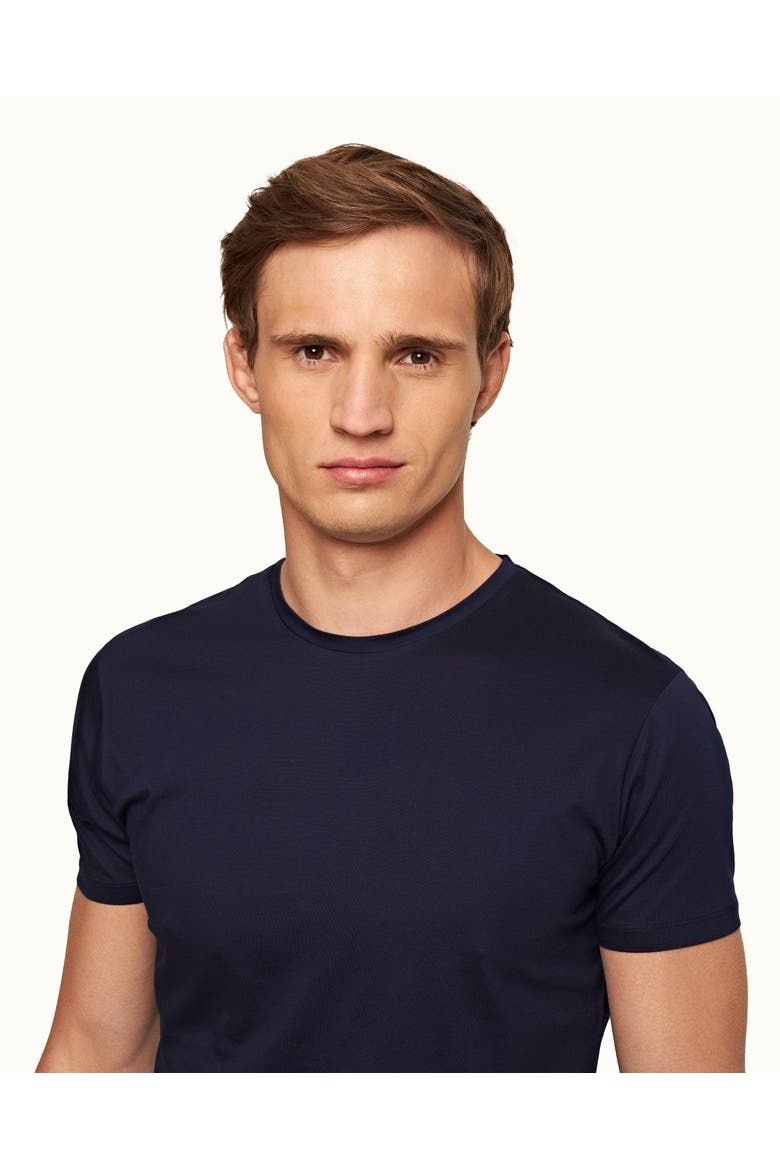 Ob T Mercerised Tailored Fit Crew Neck Cotton T-Shirt, Alternate, color, NAVY