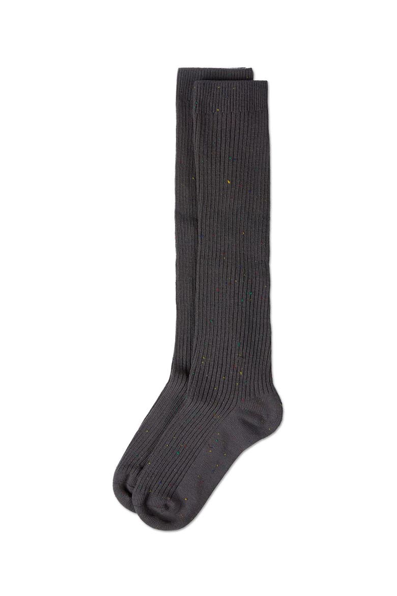 Thin Ribbed Speckled Knee High, Alternate, color, Charcoal
