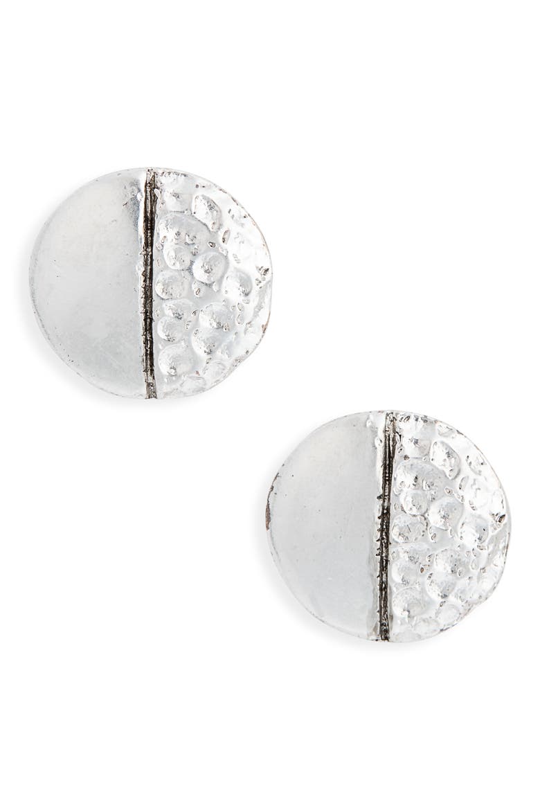 Polished & Hammered Stud Earrings, Main, color, SILVER