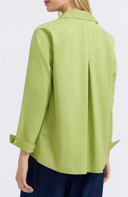 Foxcroft Agnes Split Cuff Popover Blouse In Green