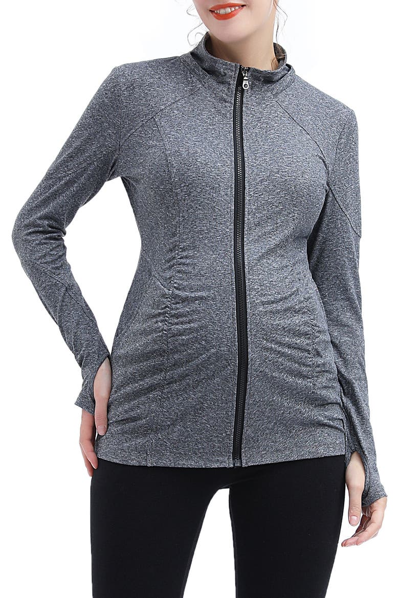 Jojo Performance Maternity Jacket, Main, color, DARK HEATHER GRAY