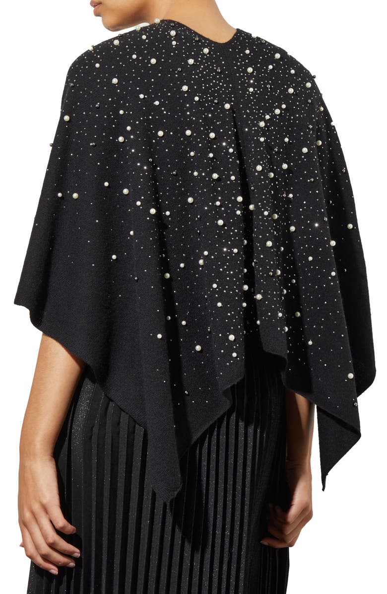 Ming Wang Imitation Pearl Wool & Cashmere Poncho, Alternate, color, 