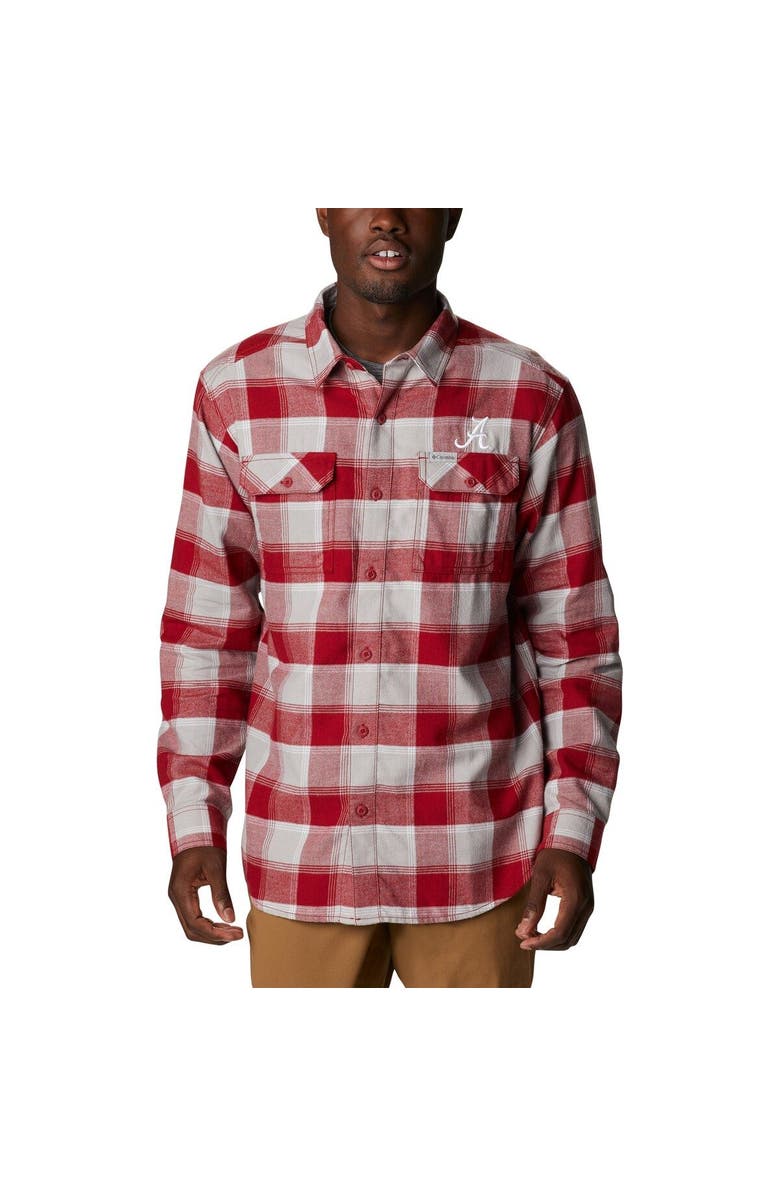 Columbia Men's Columbia Crimson Alabama Crimson Tide Flare Gun Flannel Team Button-Up Shirt, Main, color, 