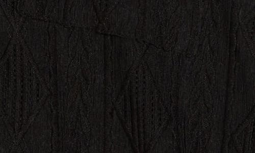 Forgotten Grace Crochet Long Sleeve Button Front Blouse In Black