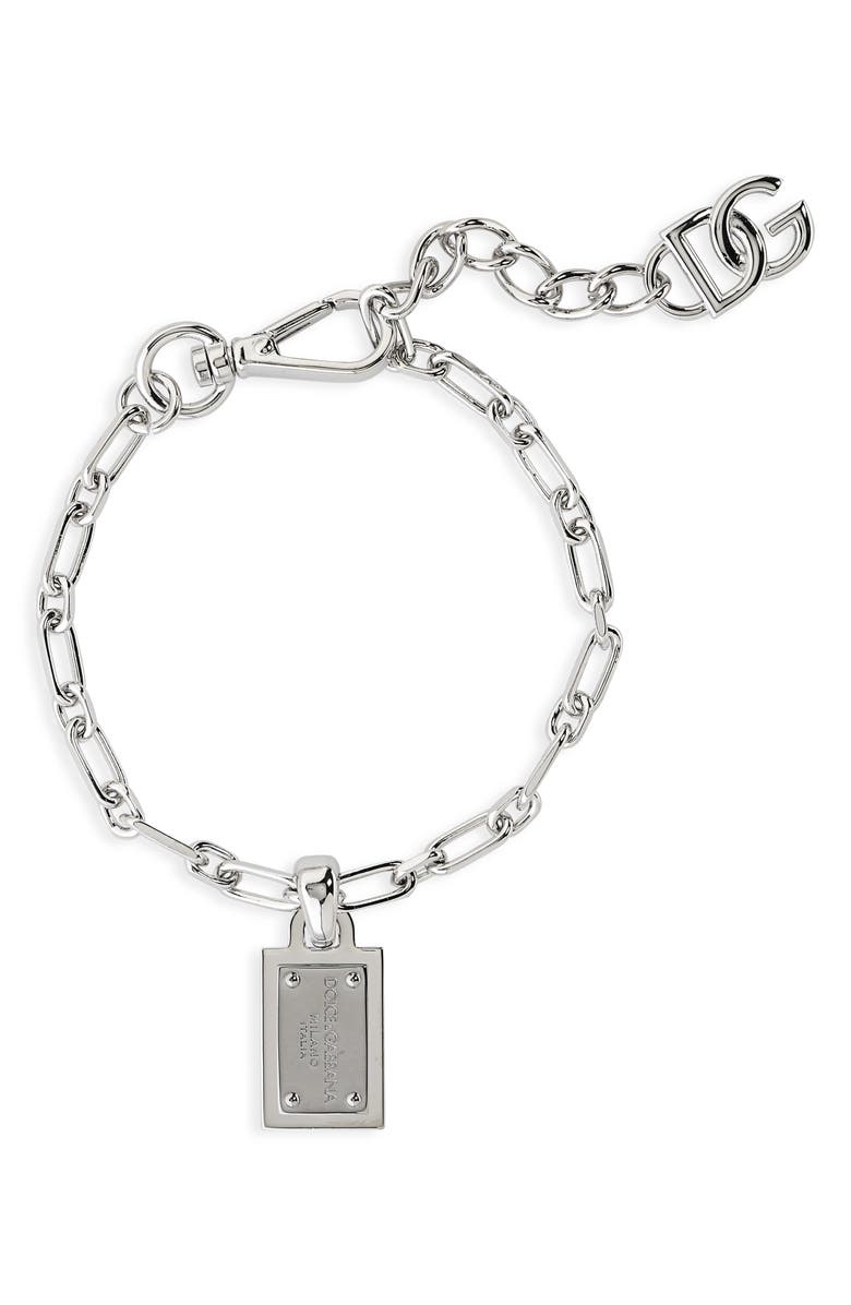 Dolce&Gabbana DG Plaque Chain Bracelet, Main, color, Argento/ Palladio