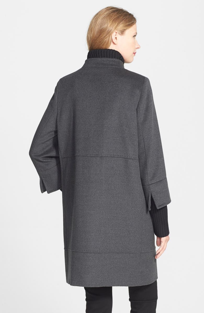 Cinzia Rocca Knit Trim Stand Collar Wool Coat, Alternate, color, 
