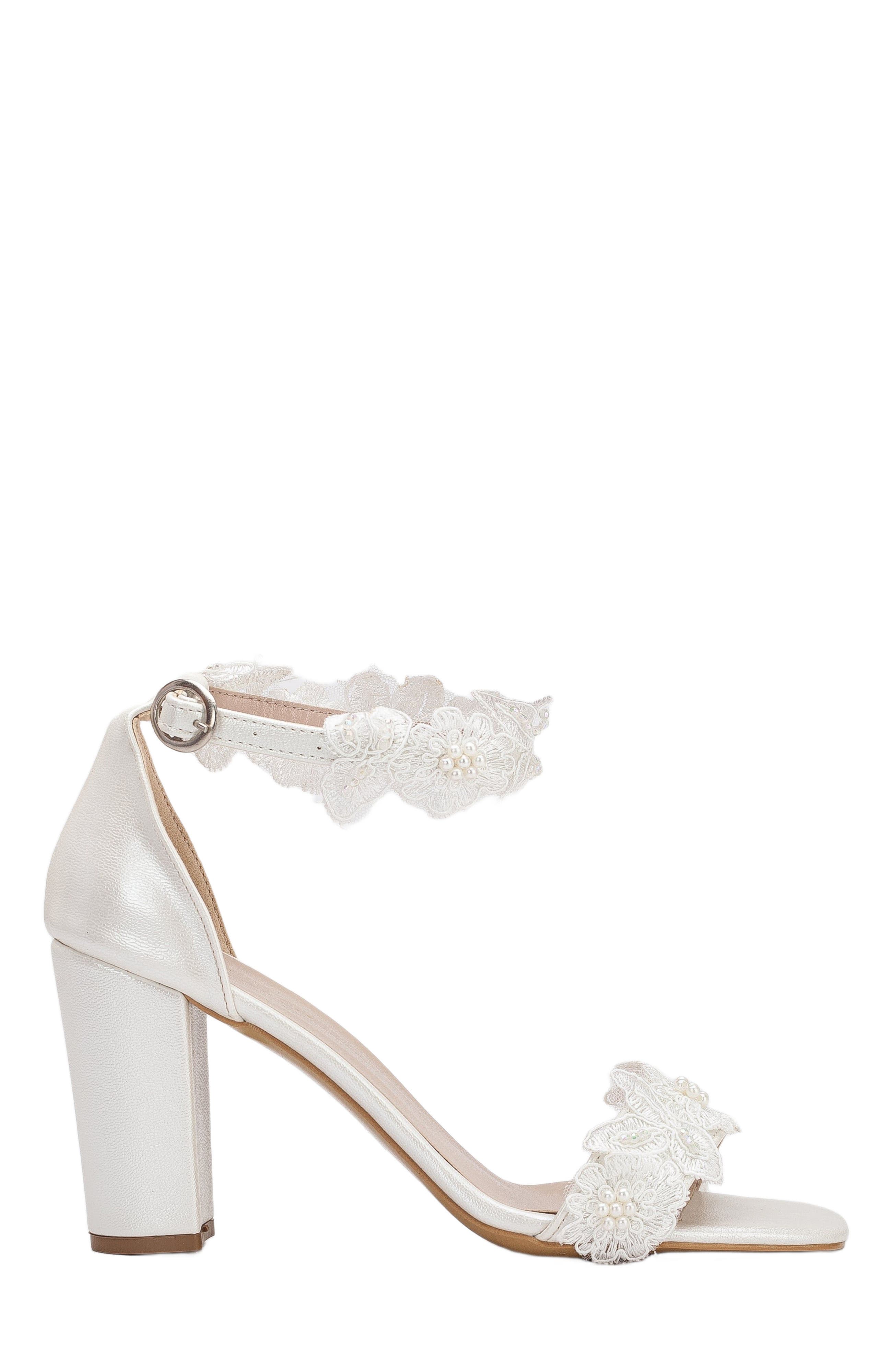 Forever & Always Shoes Dede Lace Bridal Heeled Sandals, Main, color, Ivory