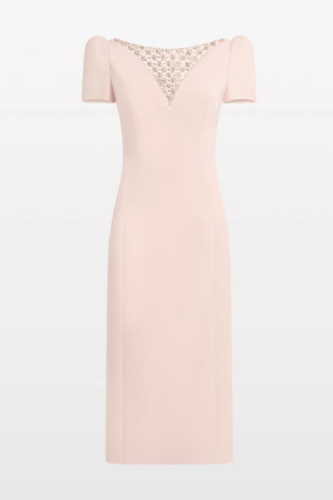 Vienna Embellished Puff-Sleeve Midi Dress