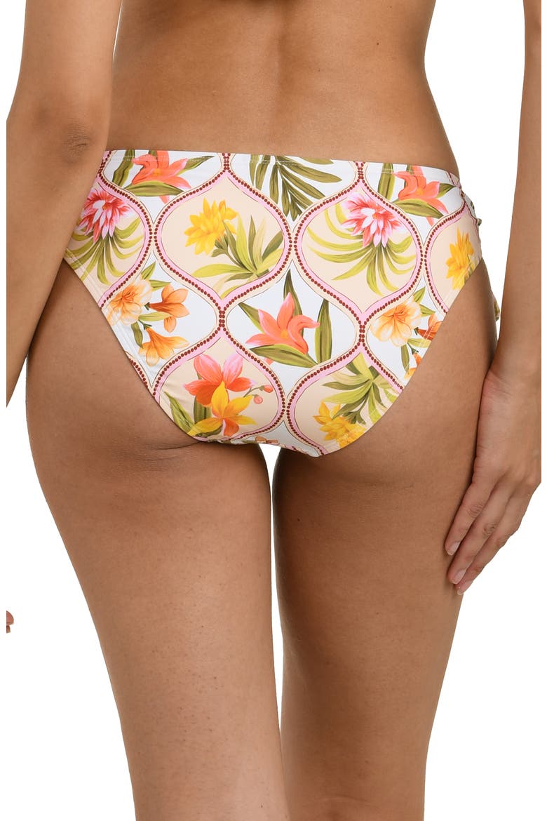 Palm Adjustable Loop UPF 50+ Hipster Bikini Bottoms, Alternate, color, WHITE MULTI