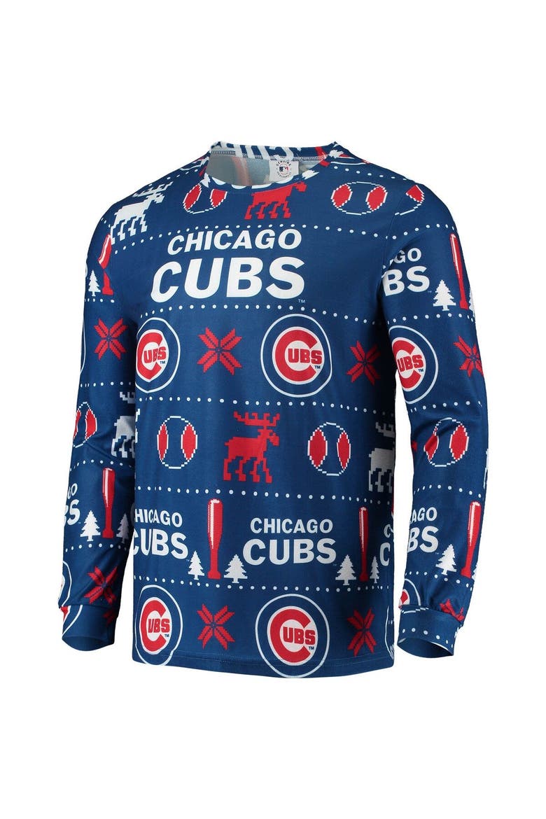 Men's FOCO Royal Chicago Cubs Ugly Pajama Sleep Set, Alternate, color, Royal