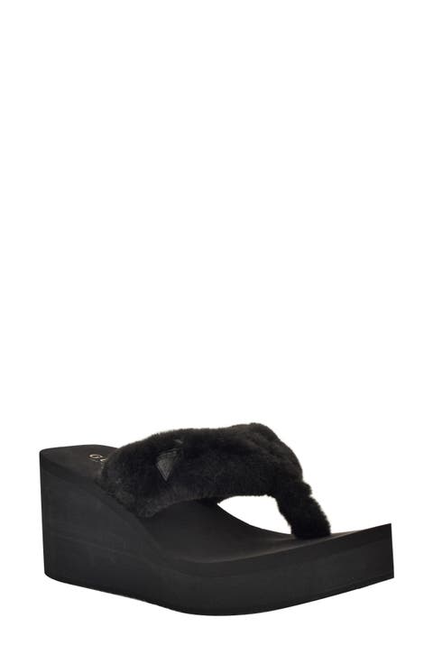 Sabinn Faux Fur Wedge Sandal