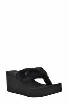 GUESS Sabinn Faux Fur Wedge Sandal