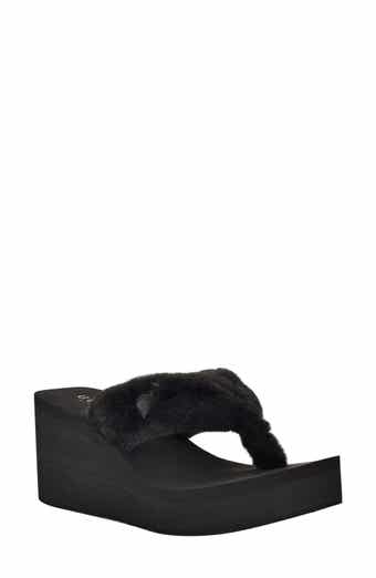 GUESS Sabinn Faux Fur Wedge Sandal