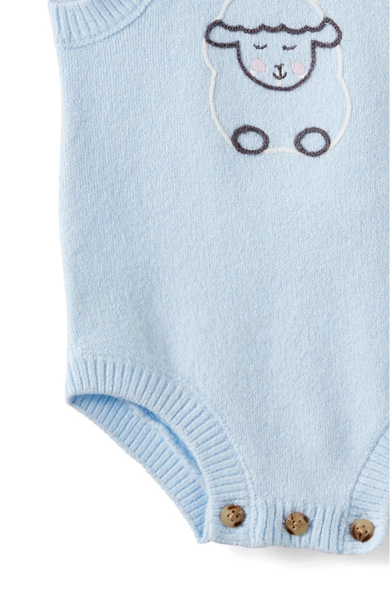 Cotton On Kids Organic Knit Bubbbysuit, Alternate, color, Blue Whisper Sheep