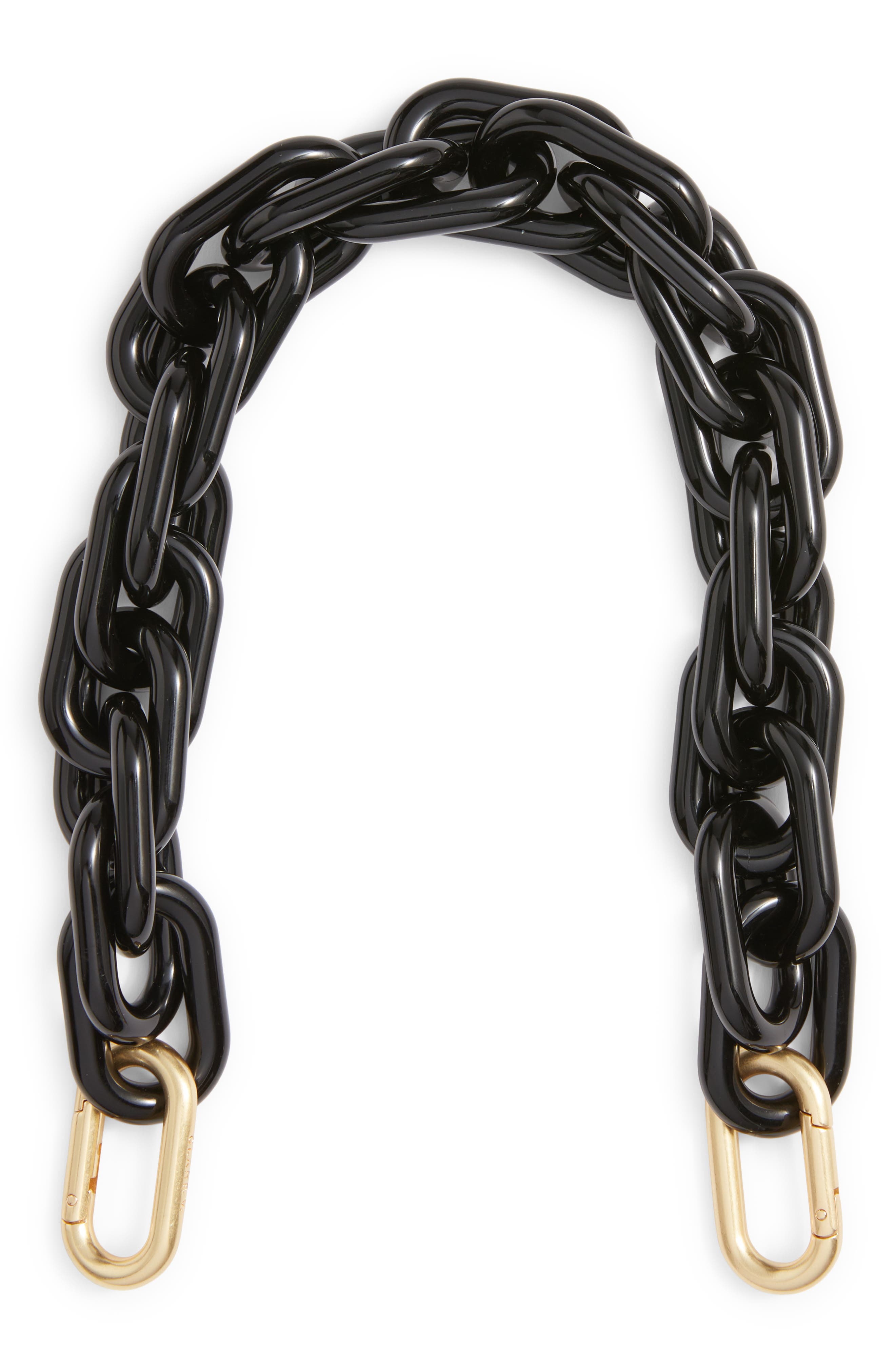 Clare V. Shortie Resin Link Chain Strap, Main, color, Black Resin