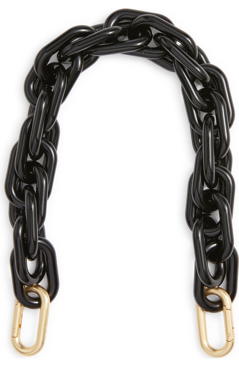 Clare V. Shortie Resin Link Chain Strap, Main, color, Black Resin