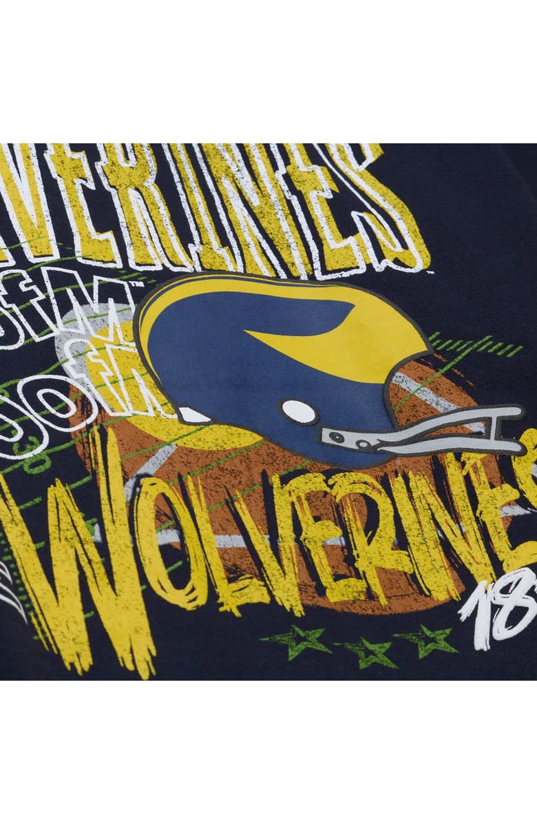 Mitchell & Ness Men's Mitchell & Ness  Navy Michigan Wolverines Half Time Fleece Crewneck Sweatshirt, Alternate, color, Navy