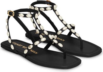 サンダル・ミュール Stuart Weitzman PEARLITA - Thong sandal with pearls Stuart Weitzman Pearlita Flat Sandal (Women) | Nordstromrack