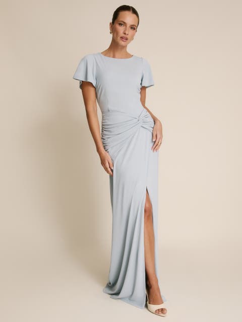 Knot Panel Flutter Sleeve Maxi Dress