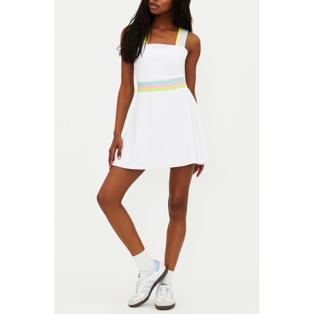 Beach Riot Gene Colorblock Open-stitch Cardigan In White