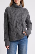 Faherty Frost Cable Stitch Turtleneck Alpaca Blend Sweater