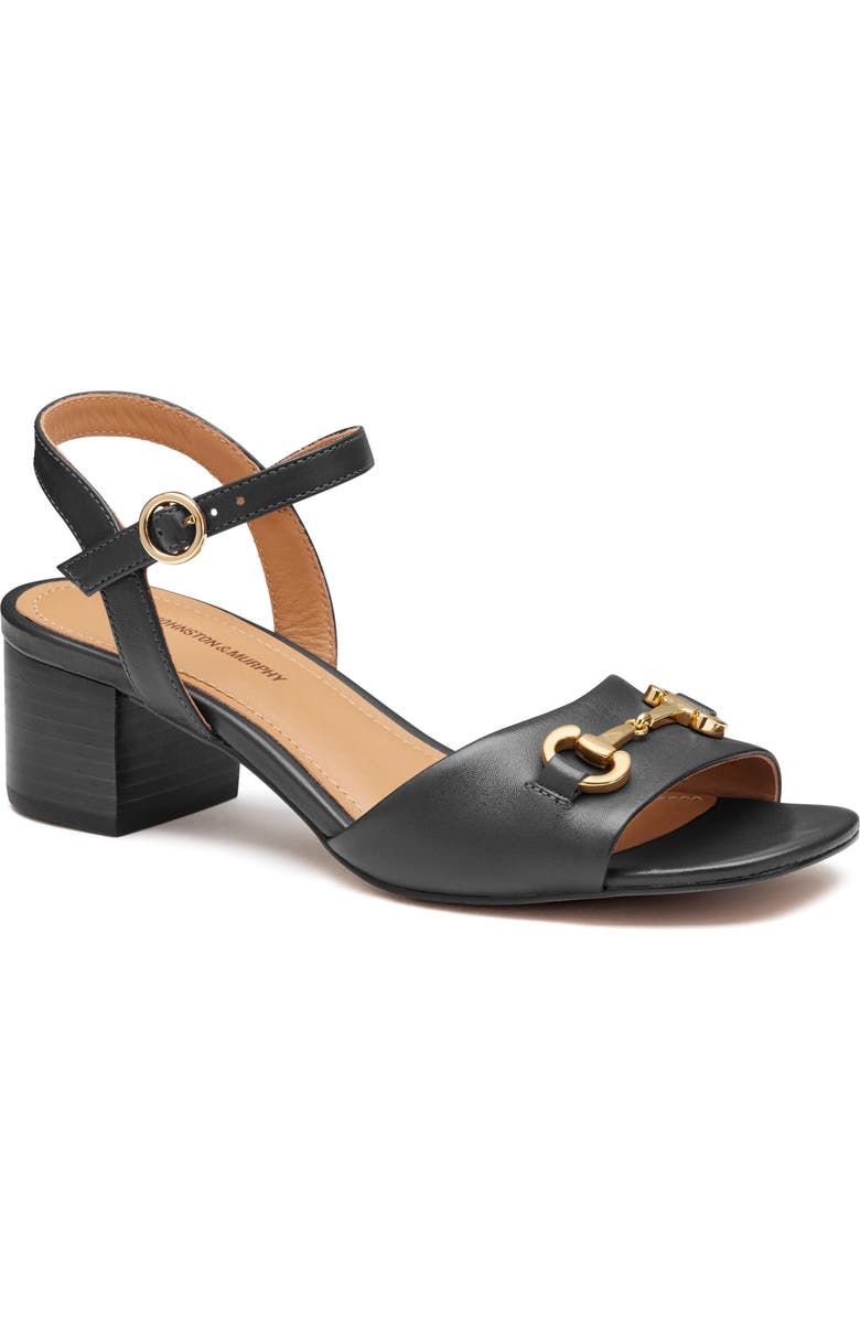 JOHNSTON & MURPHY COLLECTION Edith Ankle Strap Sandal, Main, color, Black Glove Leather