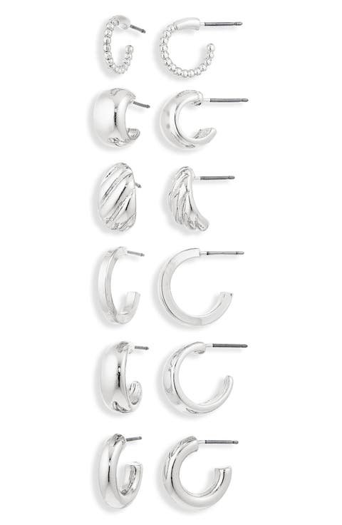 Set of 6 Huggie Hoop Earrings