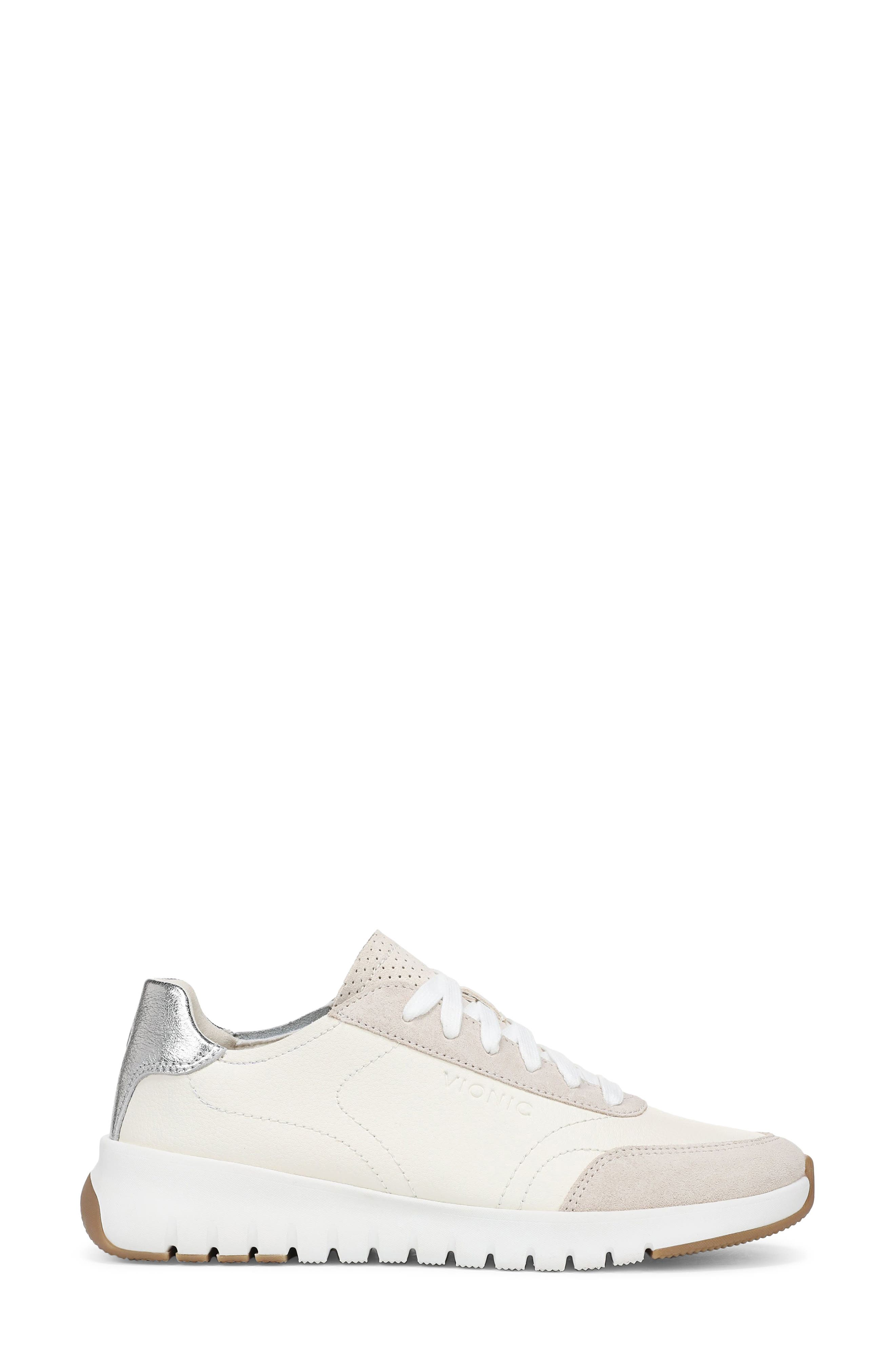 Uptown Nubuck Sneaker, Alternate, color, IVORY/SILVER LEATHER